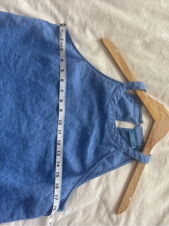 Linen Halter Midi Dress in Cornflower Blue - Picture 8 of 11